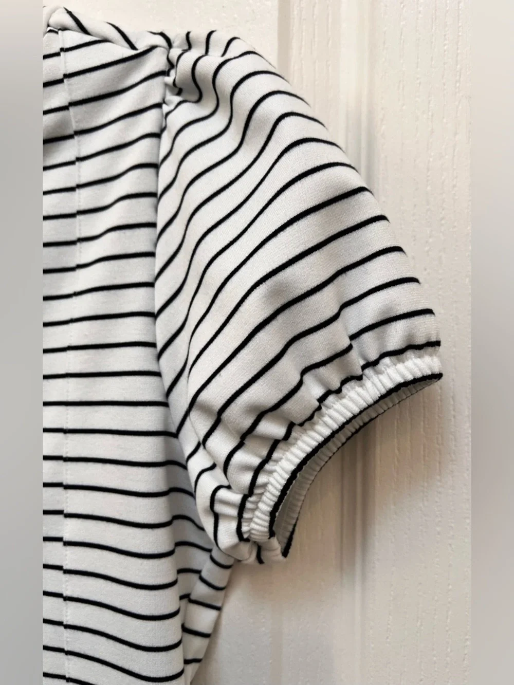 Anthropologie Maeve Corset Black and White Striped Puff Sleeve Blouse Womens XXS